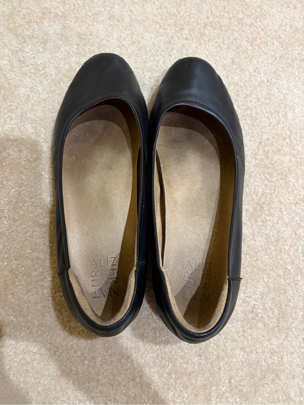 Naturalizer Black Leather Slip-On Ballet Flats